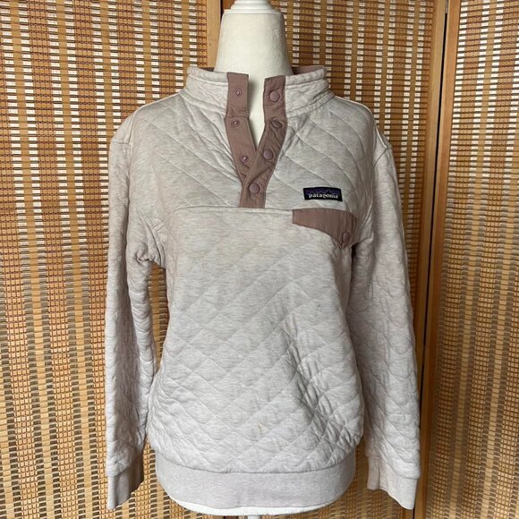 Patagonia Girl Dyno White Hazy Purple Organic Cotton Quilt Snap-T Pullover - Picture 1 of 5